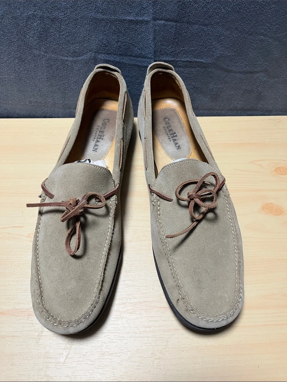 Cole Haan Country Suede Women Size 10 B Moc Toe Driving Shoes Beige Old Money